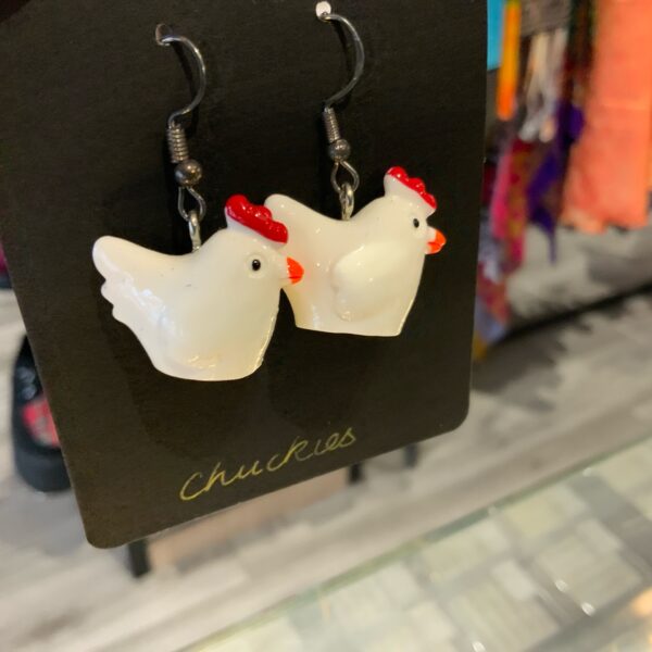 Plastic Chicken Earrings