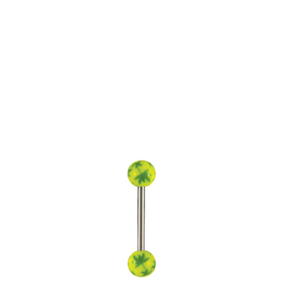 Acrylic Neon Cannabis Leaf Barbell Tongue Bar