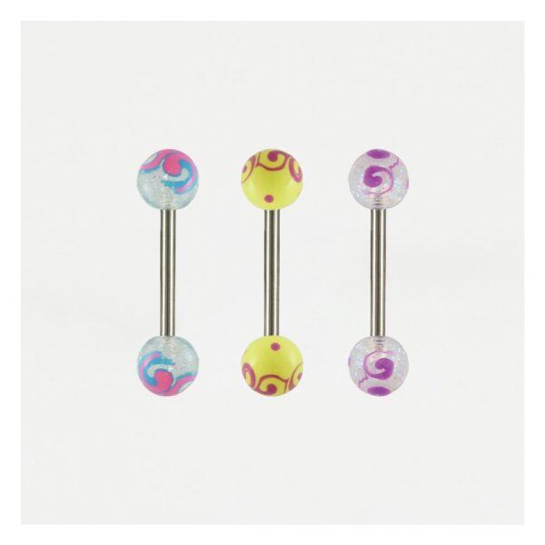 Acrylic Swirl Barbell 14mm Tongue Bar