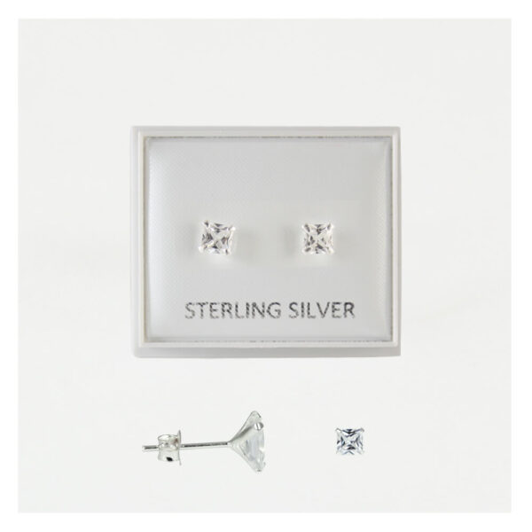 Boxed Pair Silver Round Ear Studs