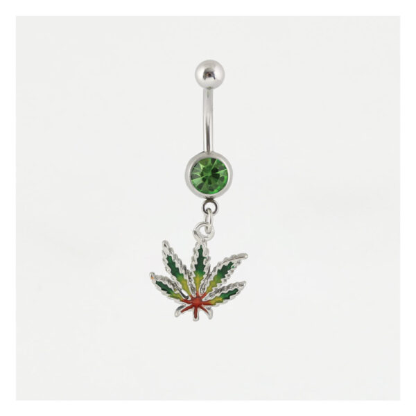 Rainbow Cannabis Leaf Navel Bar