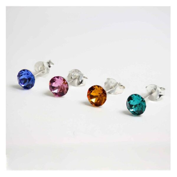 Silver 4mm Round Birthstone Studs