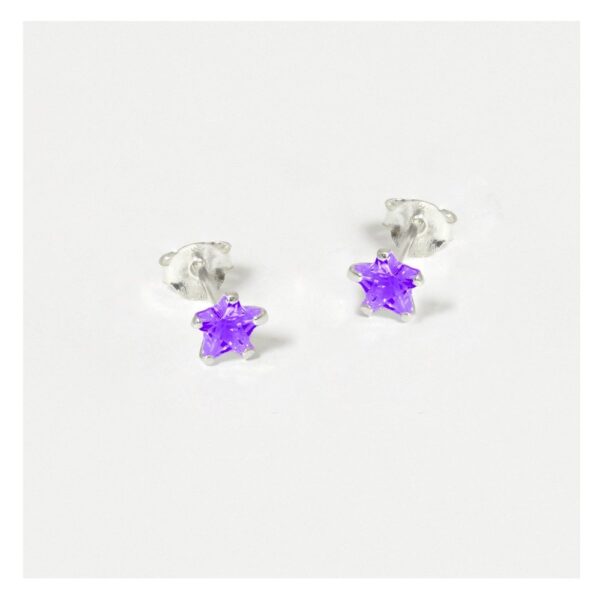 Silver 5mm Amethyst Cubic Zorconia Star Stud