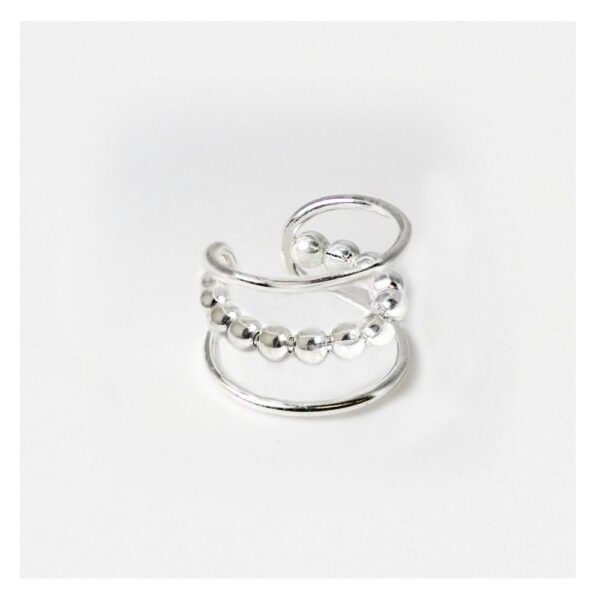 Silver Double Ball Band Ear Cuff