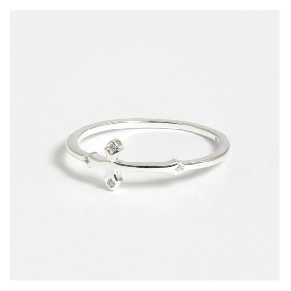 Silver Gemset Cross Ring