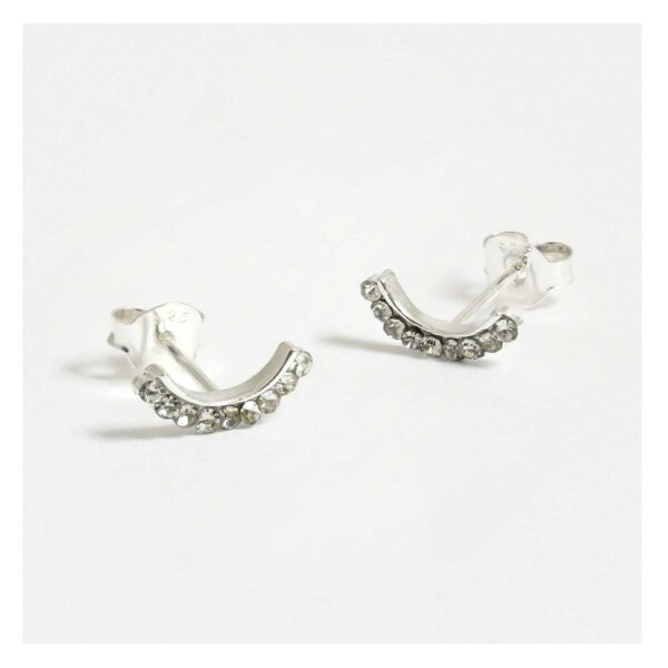 Silver Multi-Gem Curved Ear Stud