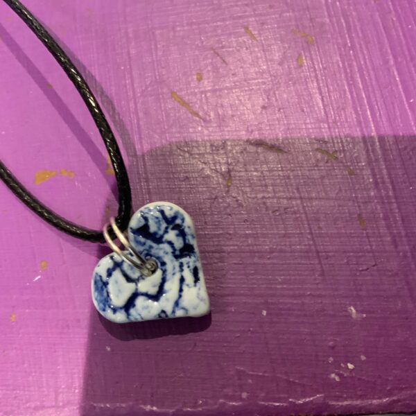 Chipped Blue Heart Necklace