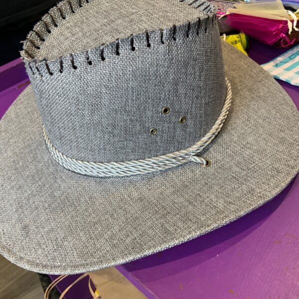 Grey Atched Cowboy Hat