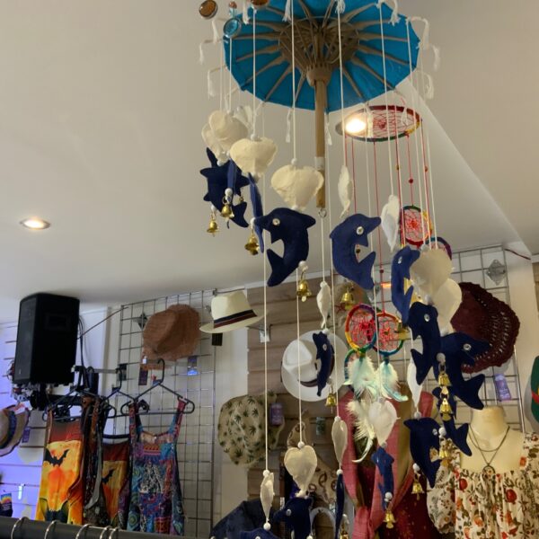 Umbrella Dreamcatcher With Dark Blue Dolphins