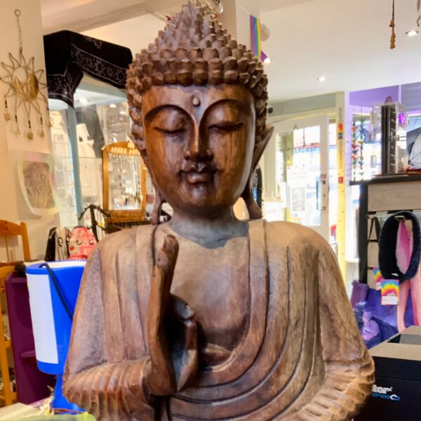 Hand caved wooden Buddha